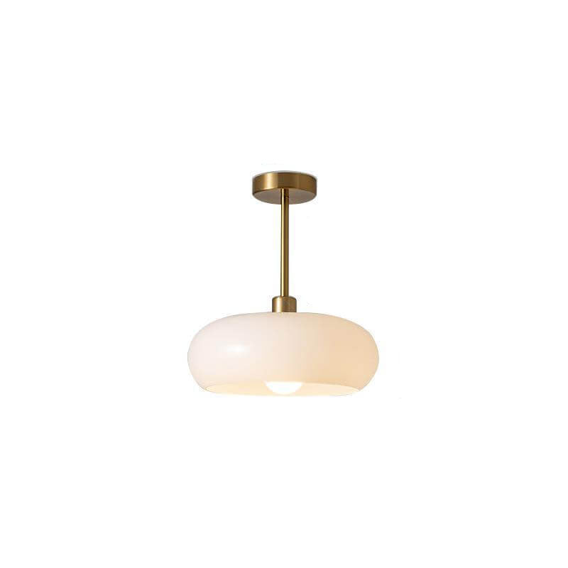 Modern Retro Round Solid Color Glass Electroplated Copper 1-Light Pendant Light Flush Mount Light