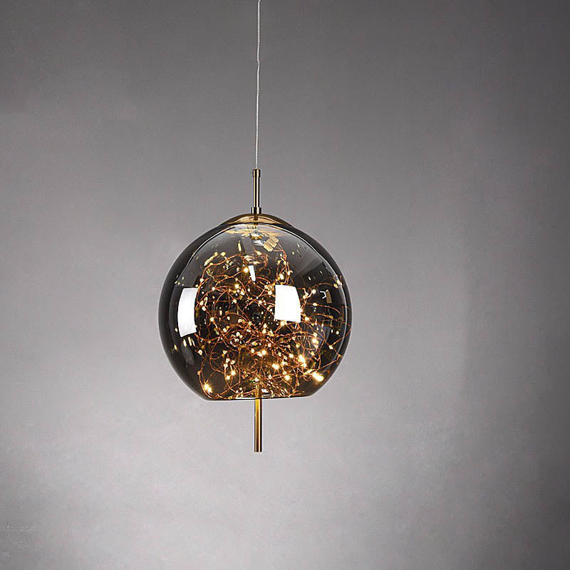 Contemporary Scandinavian Cylinder Oval Glass 1-Light Pendant Light For Bedroom