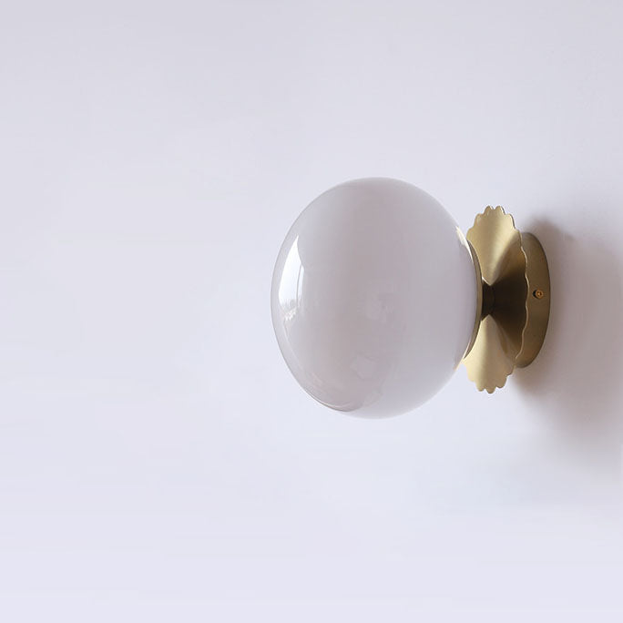 Modern Vintage Minimalist Iron Glass Round Head 1-Light Wall Sconce Lamp