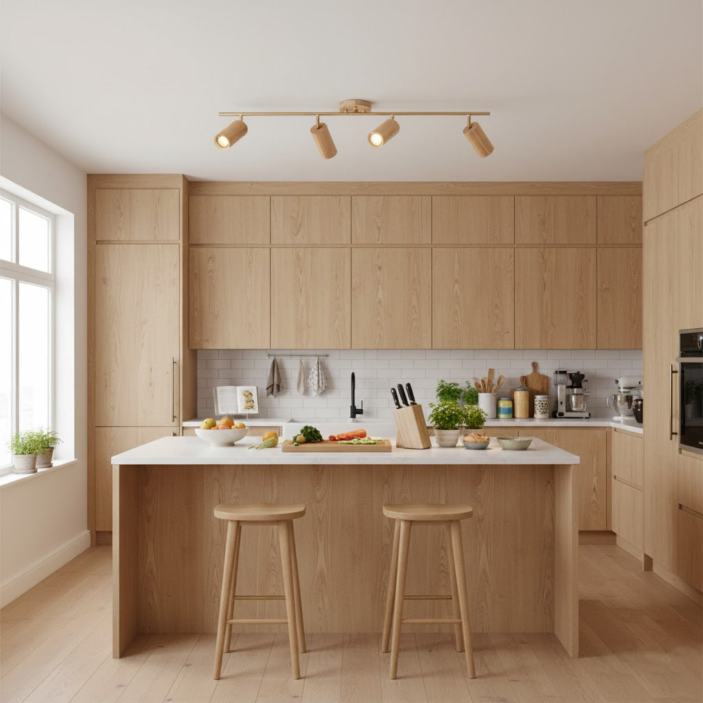 Ash Wood LED Ceiling Spotlight – Adjustable Modern Sustainable Light