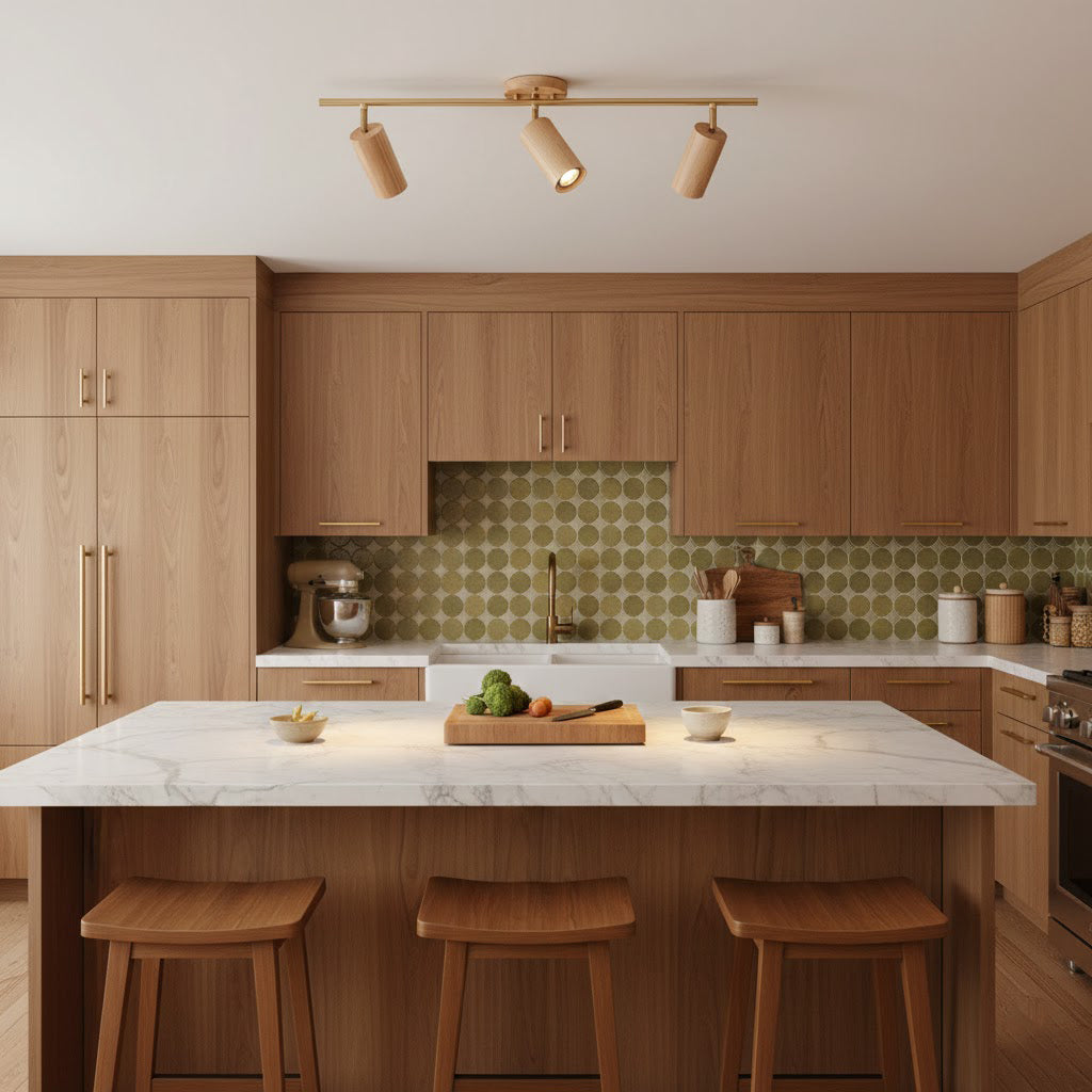 Ash Wood LED Ceiling Spotlight – Adjustable Modern Sustainable Light