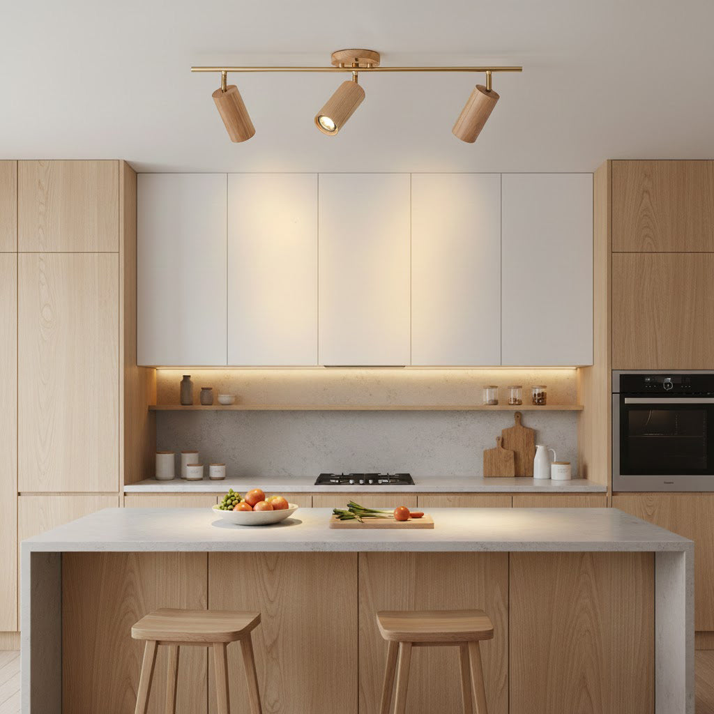 Ash Wood LED Ceiling Spotlight – Adjustable Modern Sustainable Light