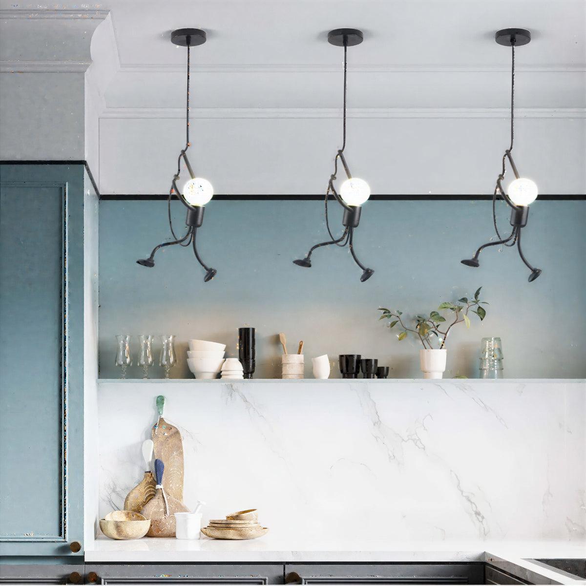 Stick Figure Ceiling Light with Modern Climbing Design