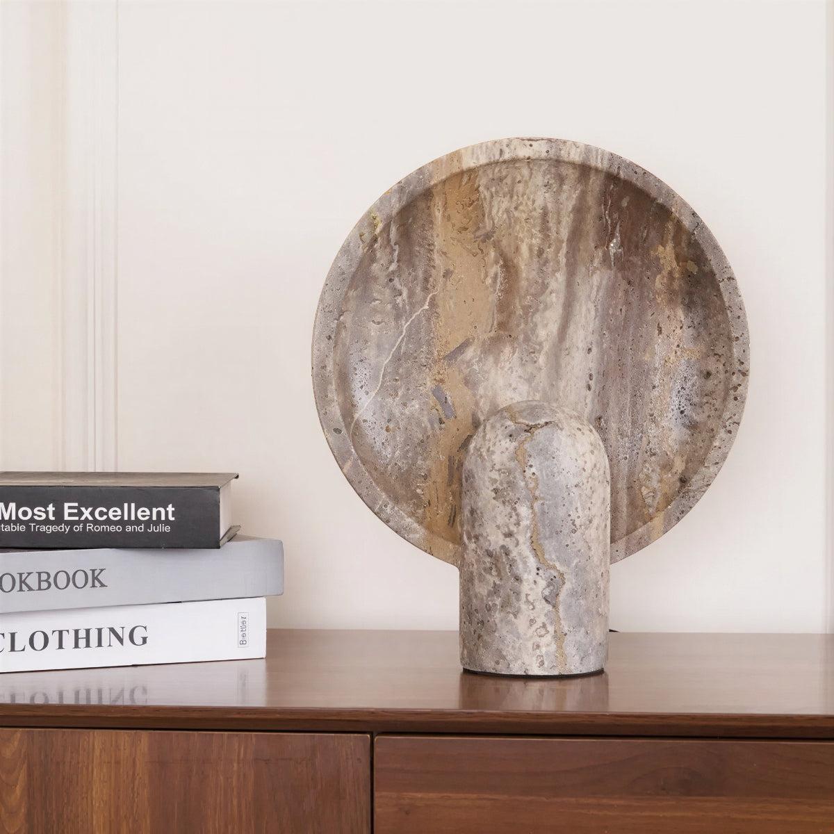 Stone Bowl Table Lamp With Circular Design