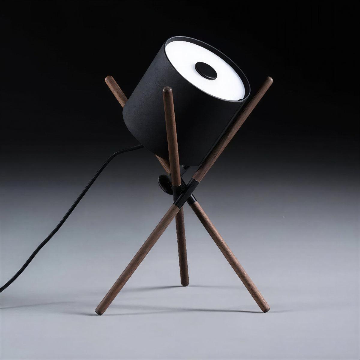 Table Lamp With Tripod Base and Cylindrical Shade