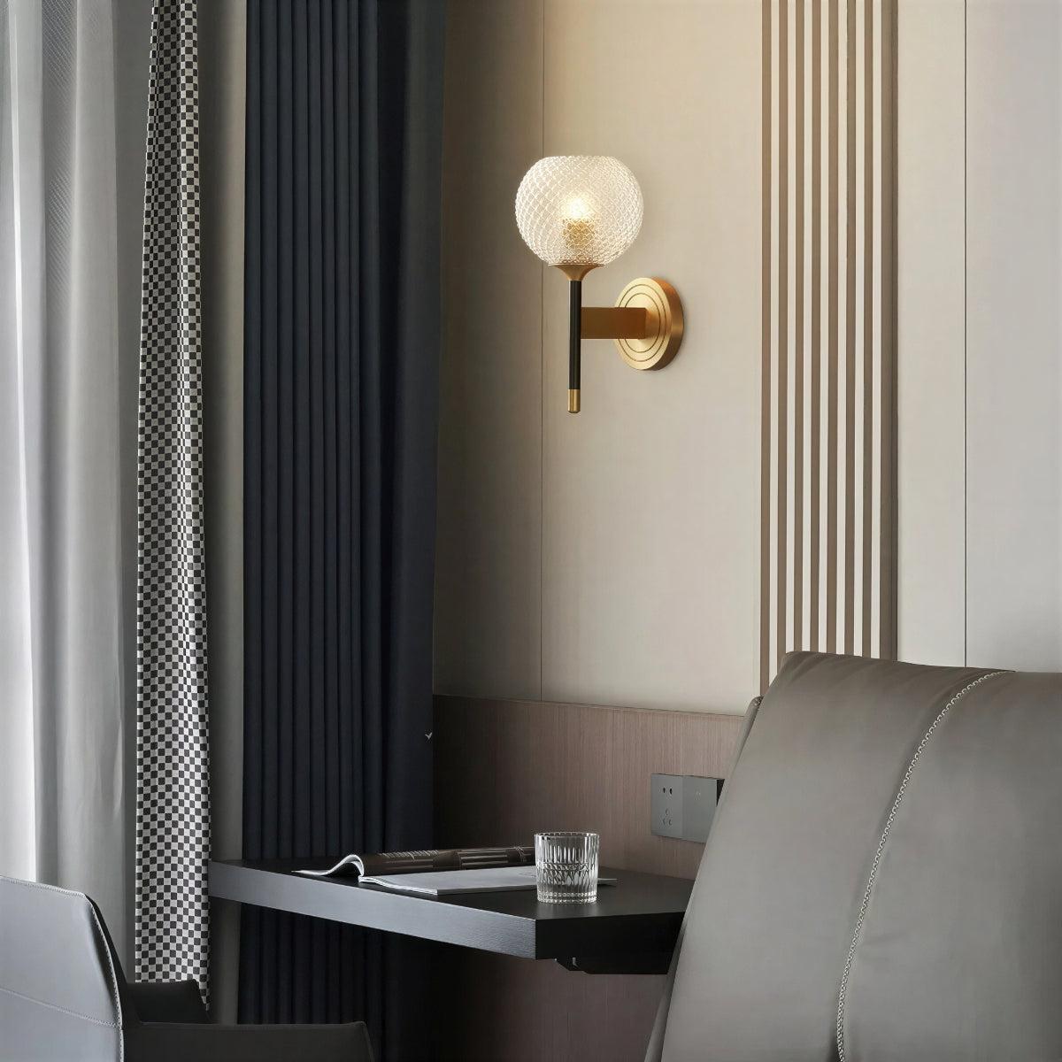 Textured Glass Globe Wall Sconce Light