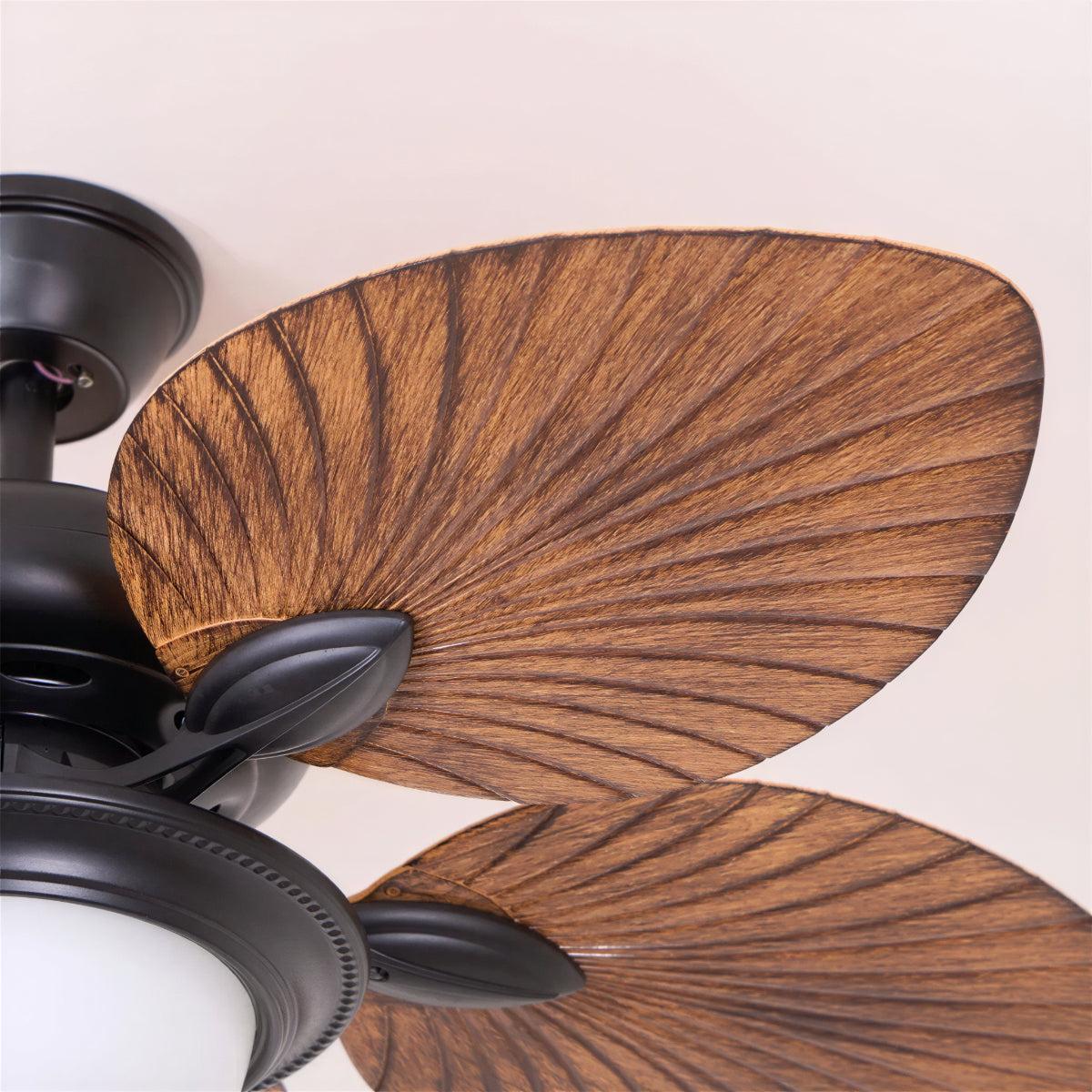 Tropical Leaf Bladed Ceiling Fan With Light