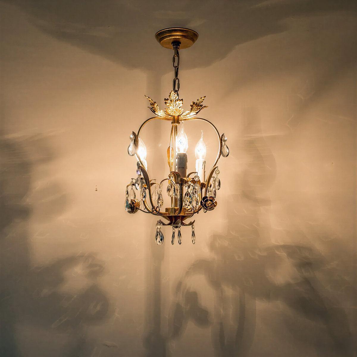 Vintage Mini Crystal Chandelier with Candles