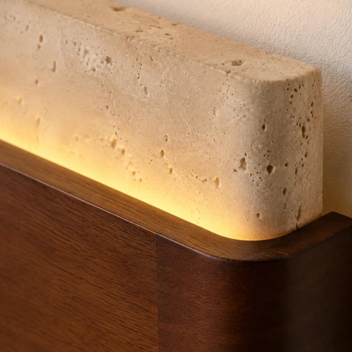 Wall Mounted Stone And Wood Styled Sconce Lighting Fixture