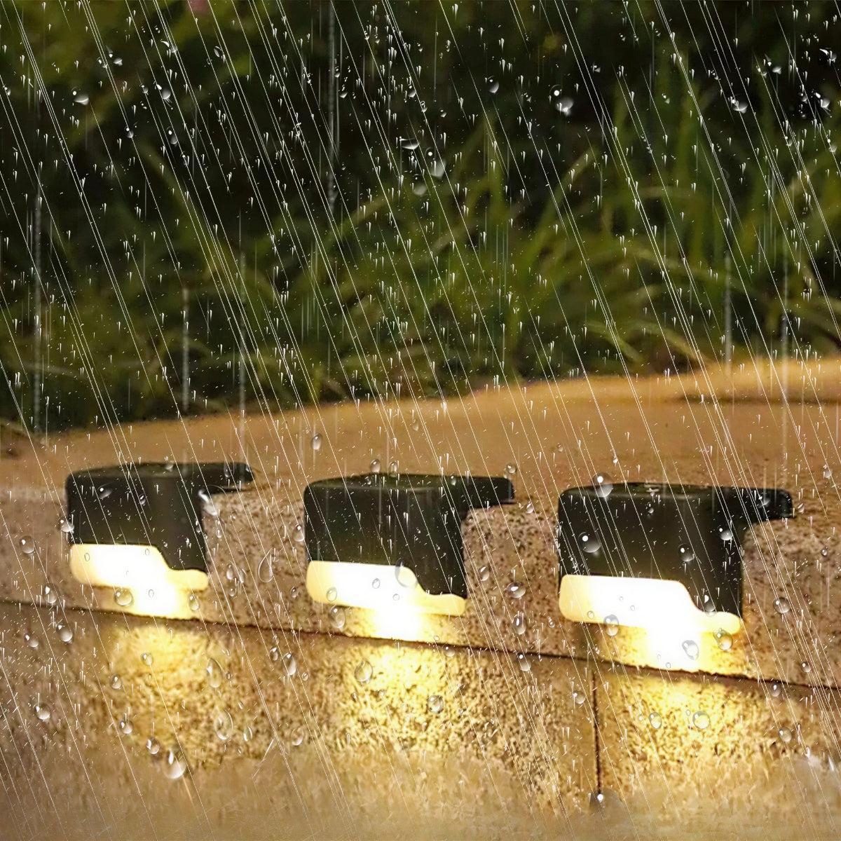 Set of 4 Wireless Solar Garden Wall Lights With Automatic Timer Activation