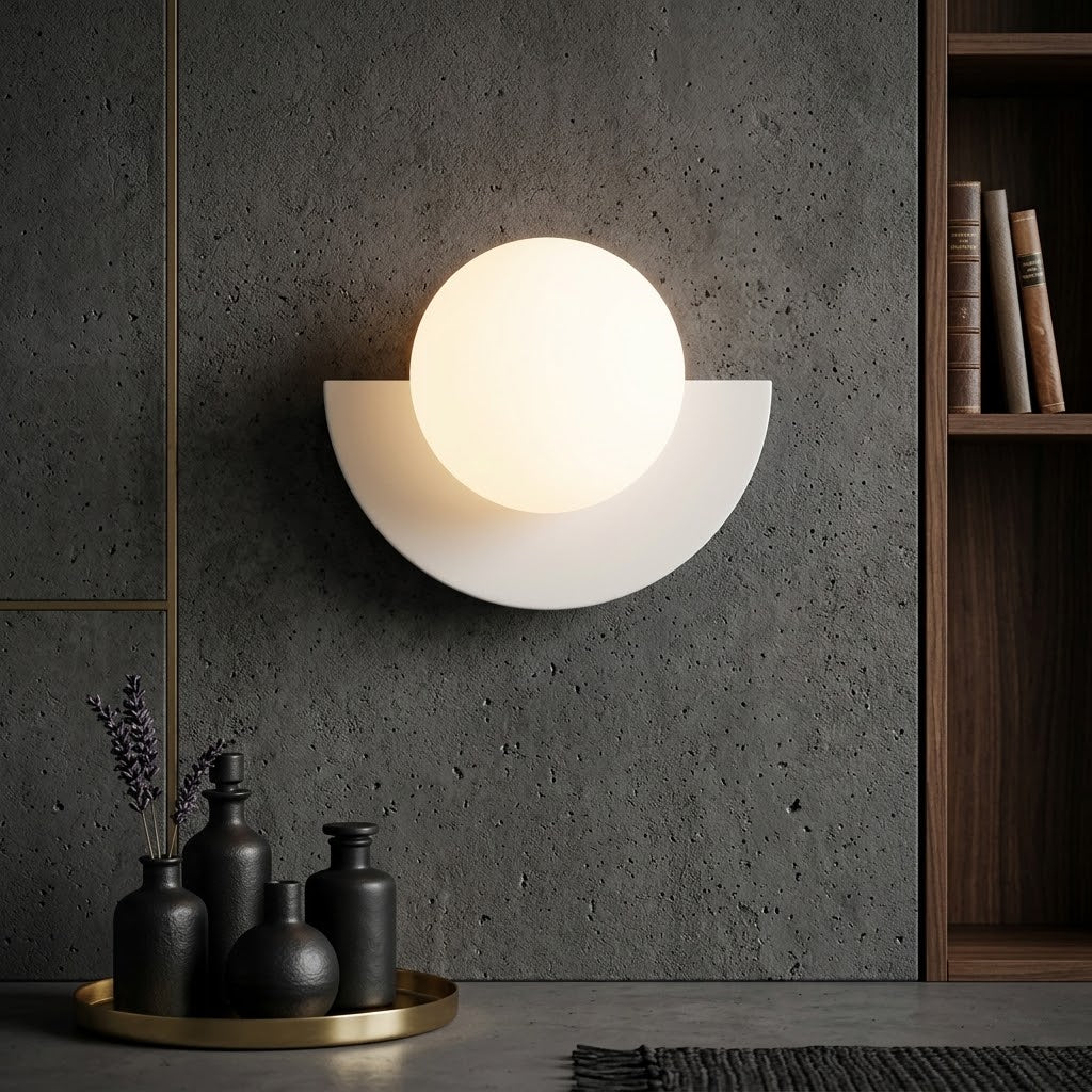 Modern Minimalist Glass Spherical Colorful Semicircle Design 1-Light Wall Sconce Lamp