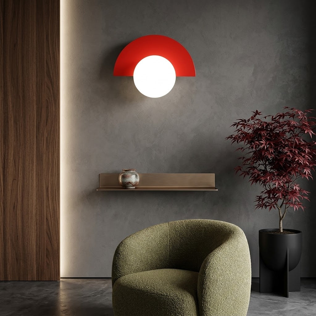Modern Minimalist Glass Spherical Colorful Semicircle Design 1-Light Wall Sconce Lamp