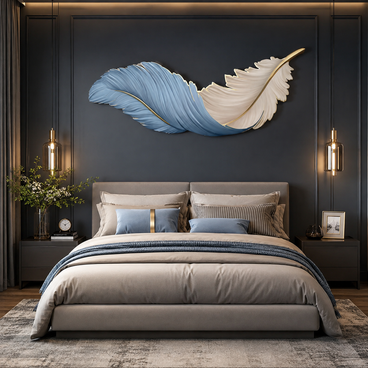 Feather Wall Lamp Modern Luxury Creative LED Art Deco Lamp