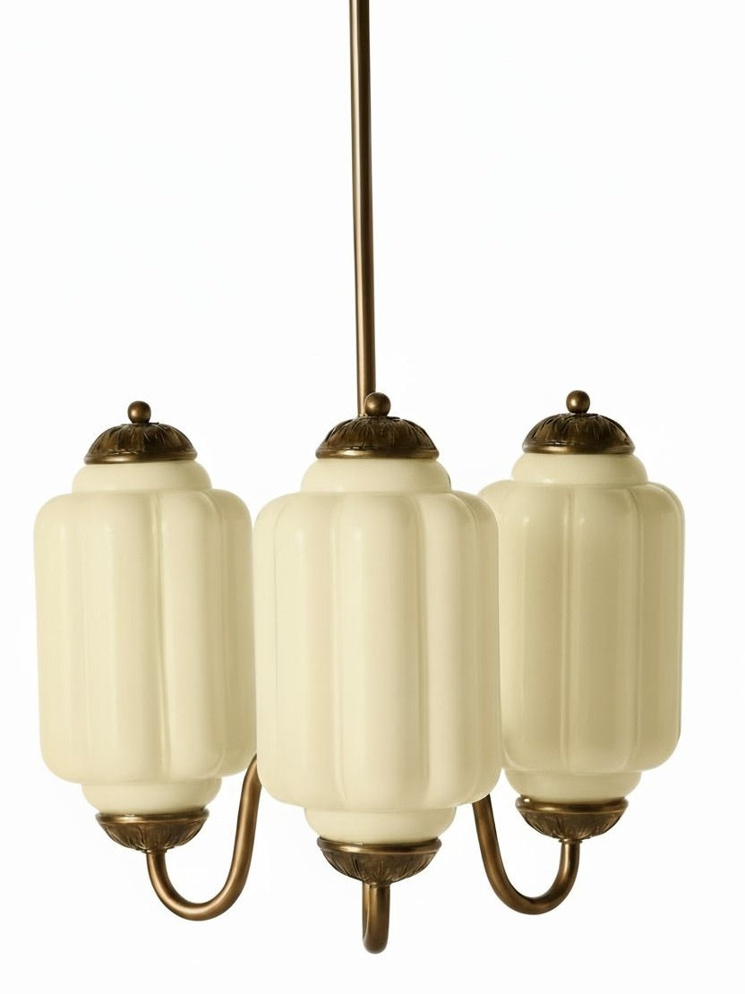 Milk Glass Chandelier in a Vintage Style Finish