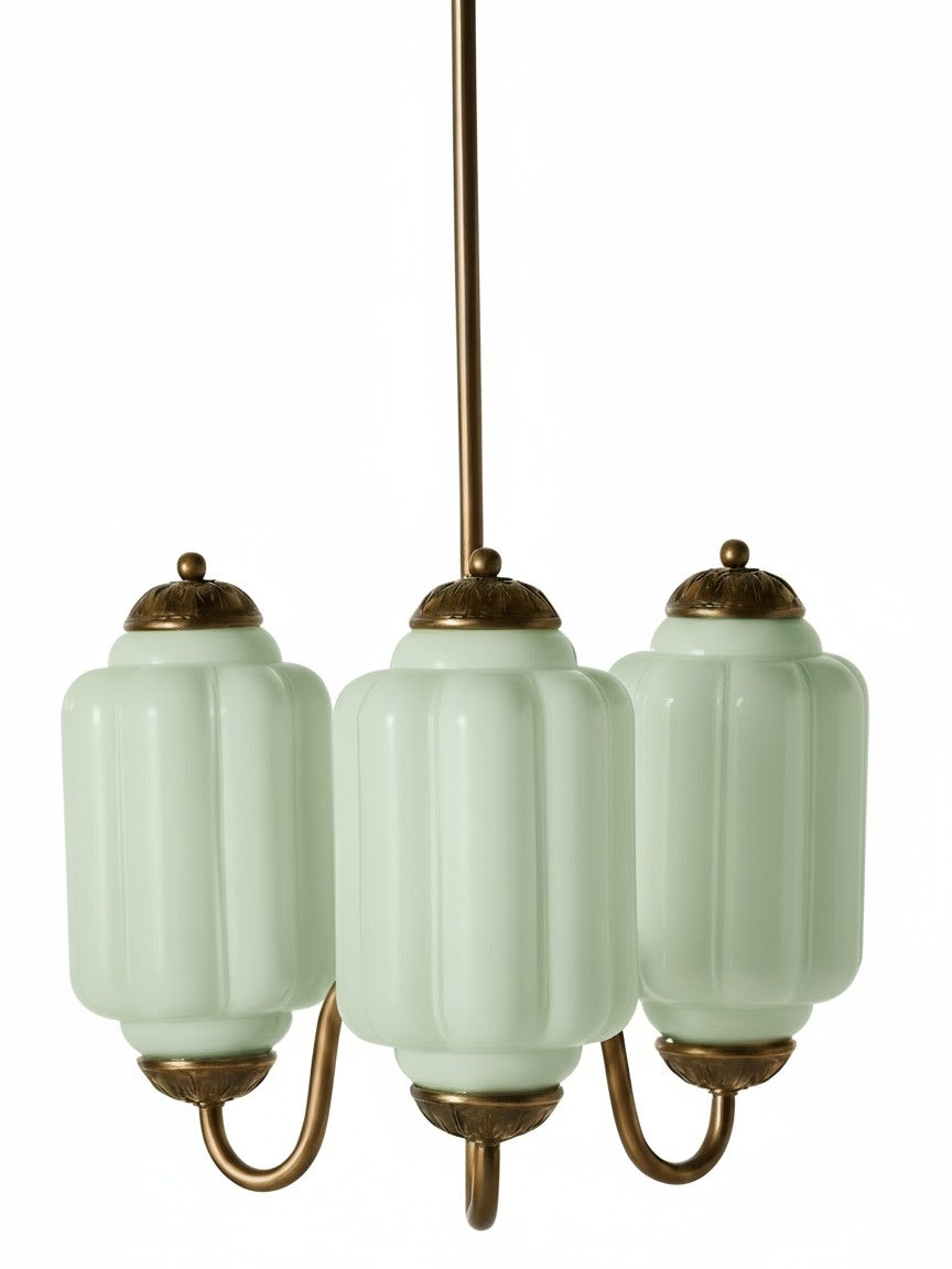 Milk Glass Chandelier in a Vintage Style Finish