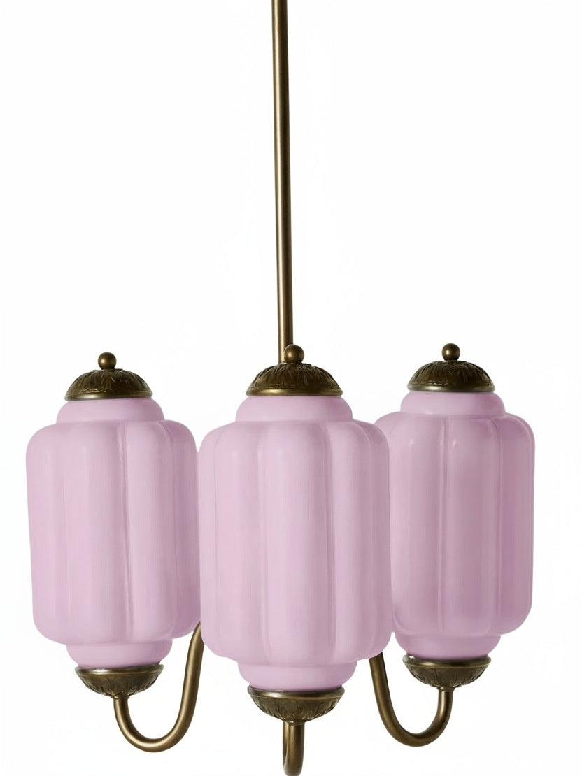 Milk Glass Chandelier in a Vintage Style Finish