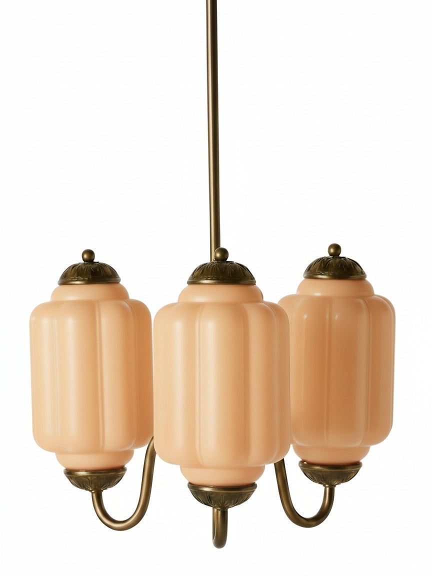 Milk Glass Chandelier in a Vintage Style Finish