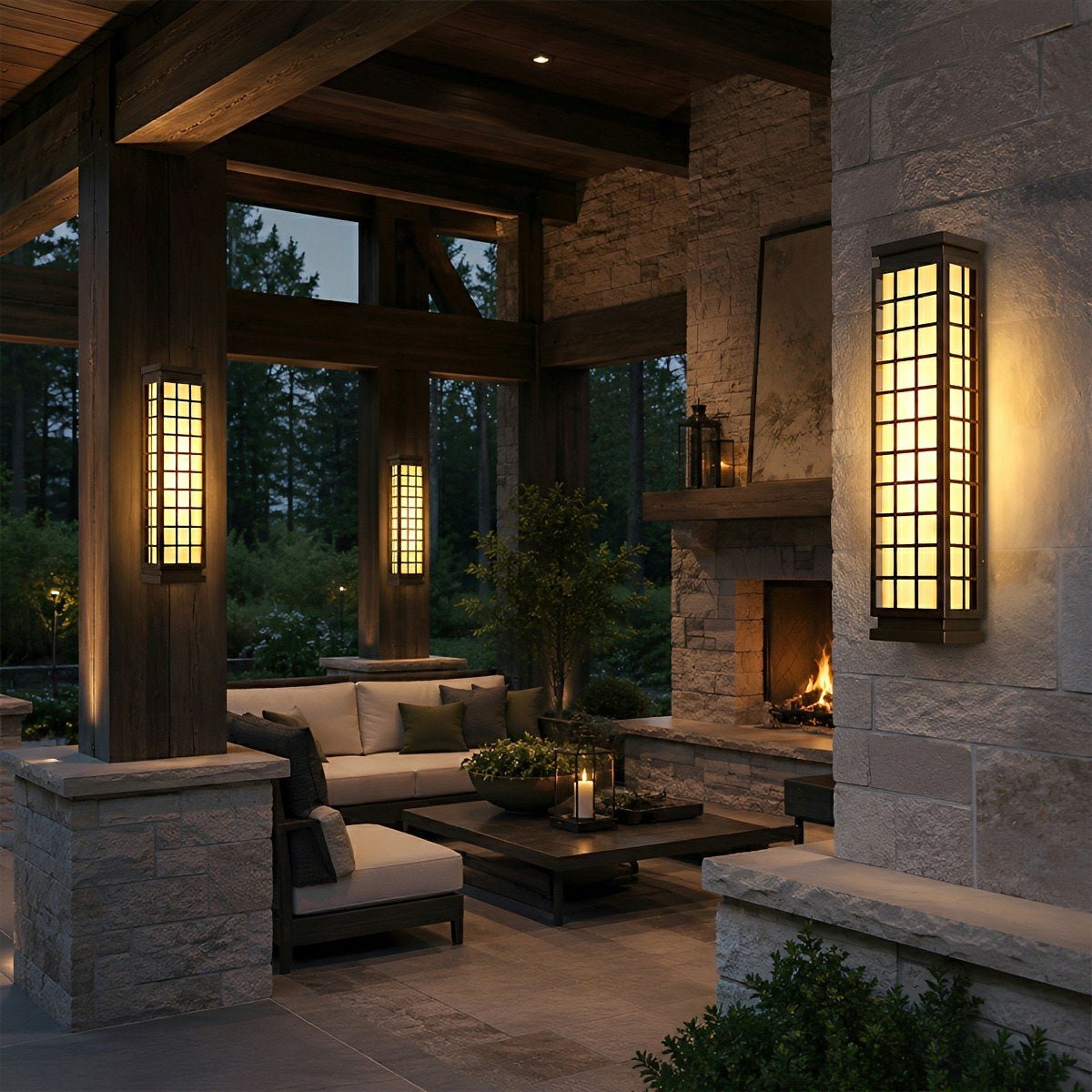 Farmhouse Grid Outdoor Wall Sconce