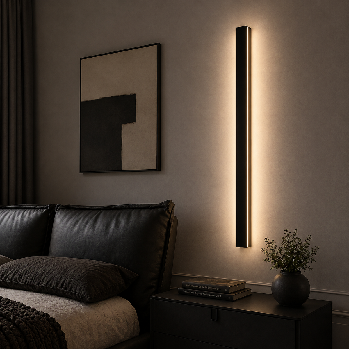 Outdoor Strip Wall Light Black Linear LED Integrated Light