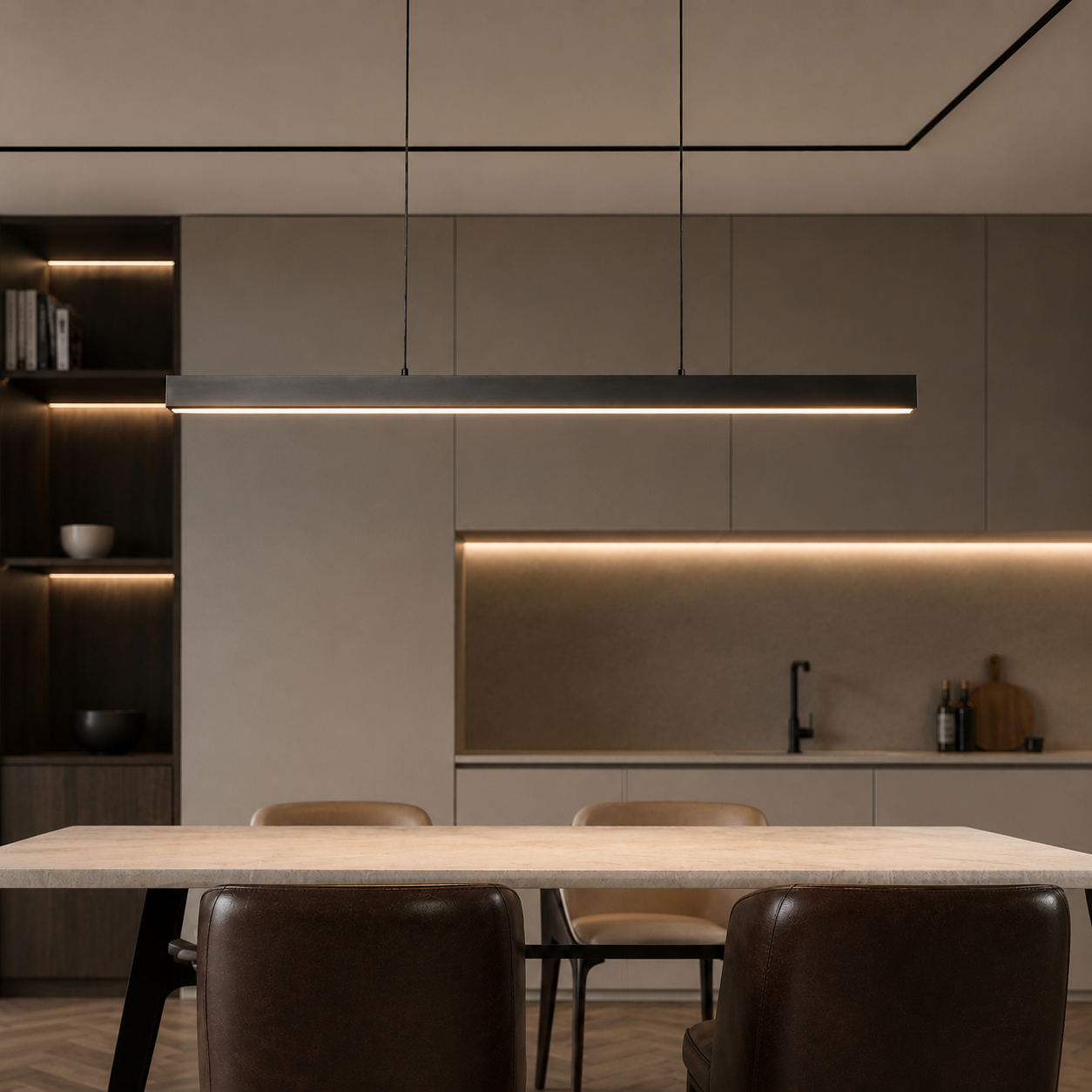 Modern Linear Metal LED Pendant Light