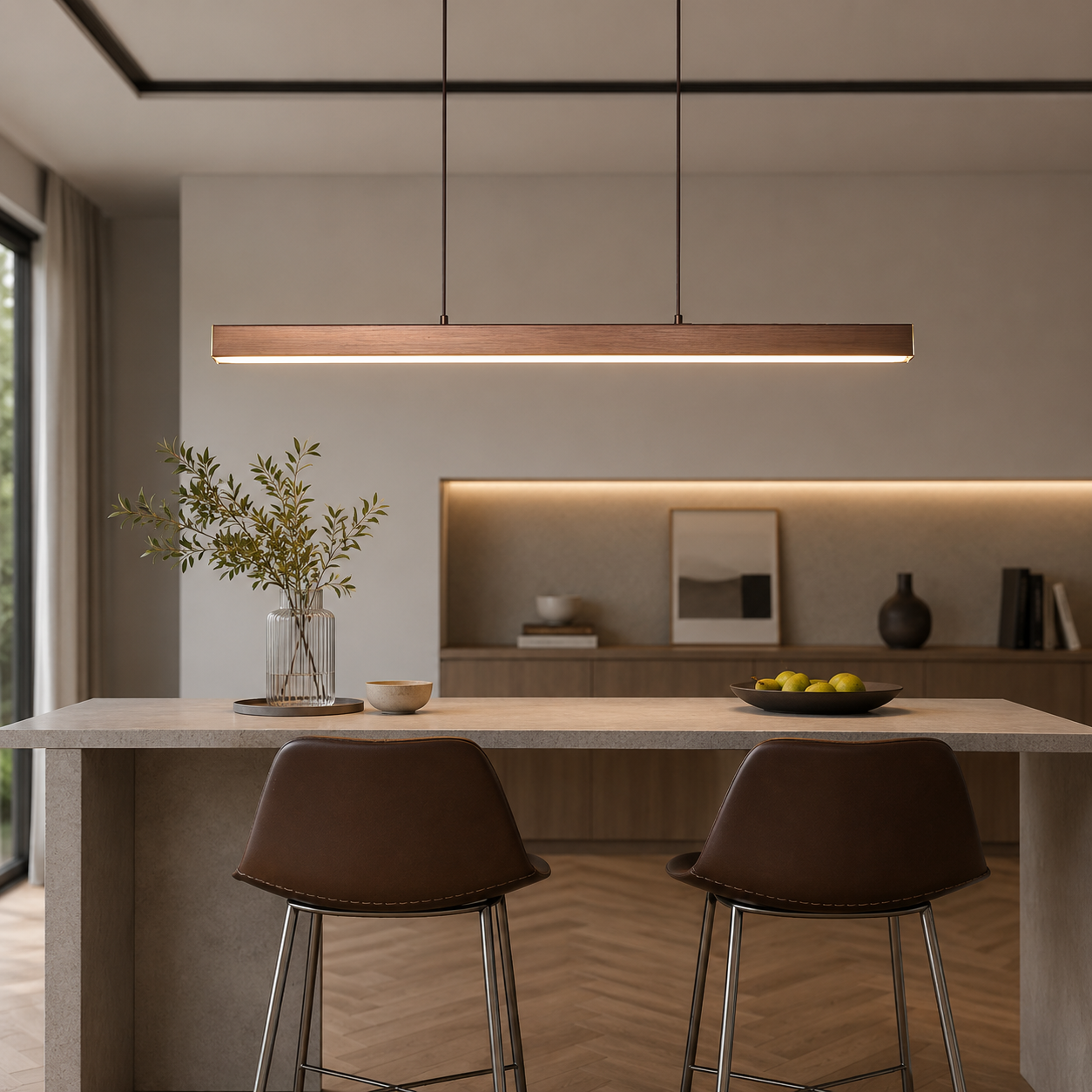 Modern Linear Metal LED Pendant Light