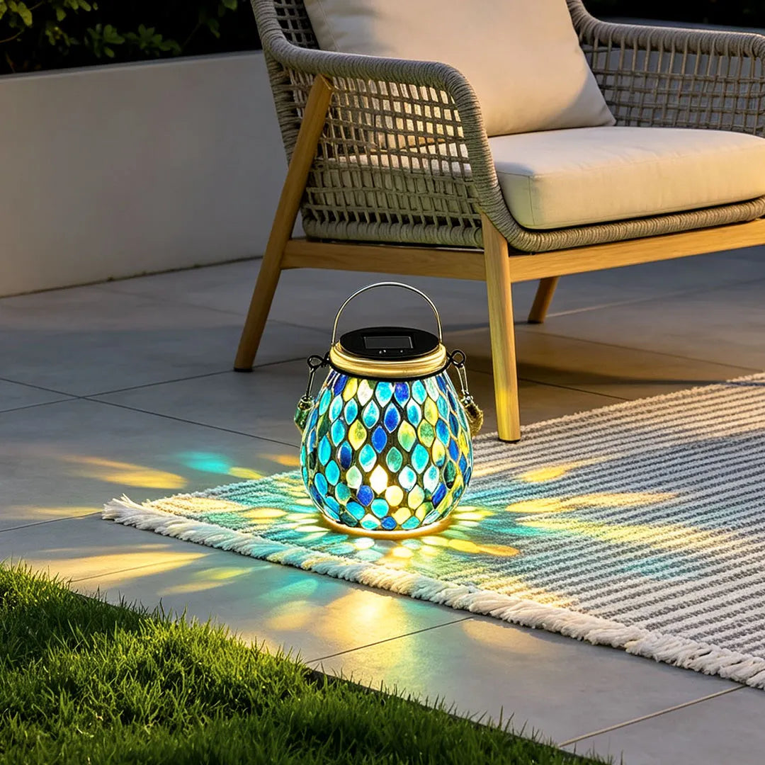 Colored Landscape Lights Solar Glass Mosaic Cup Lamp