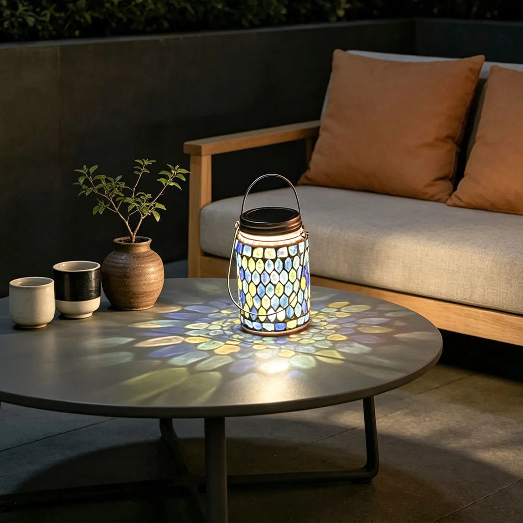 Colored Landscape Lights Solar Glass Mosaic Cup Lamp