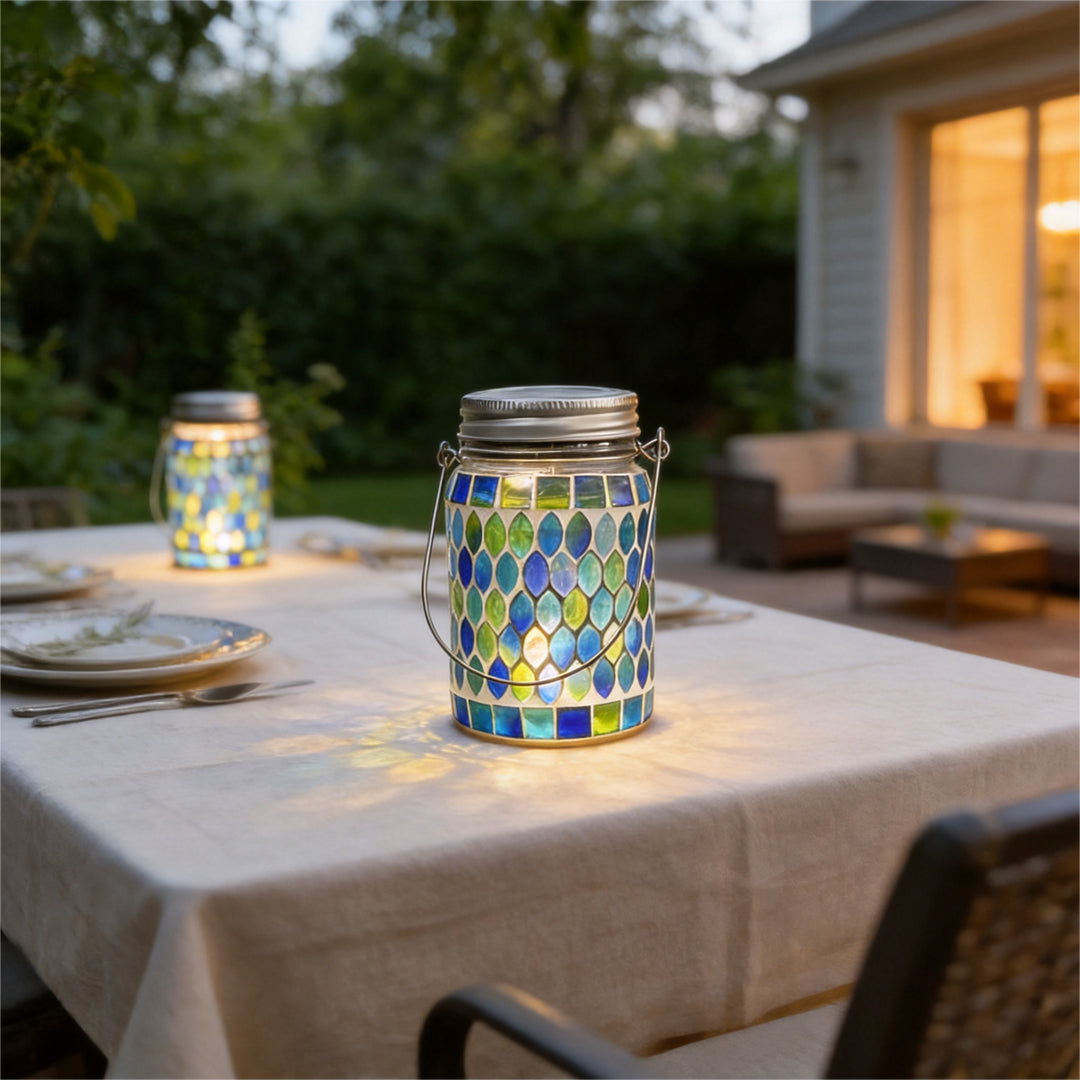 Colored Landscape Lights Solar Glass Mosaic Cup Lamp