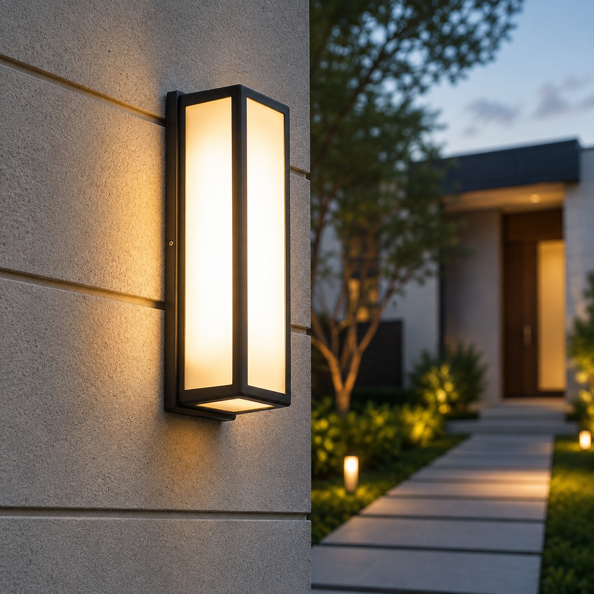 Contemporary Outdoor Wall Light Black LED Waterproof Light