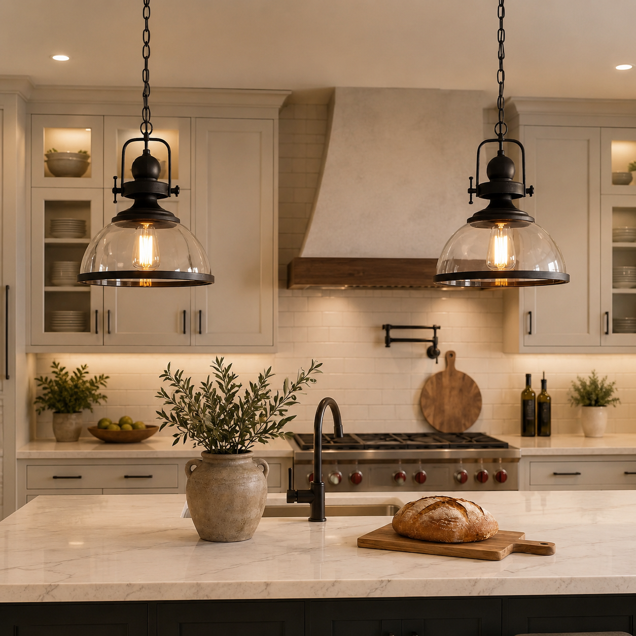 Clear Glass Pendant Lighting Retro Industrial Ceiling Light