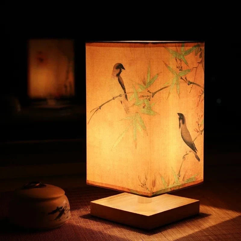 Modern Wood and Fabric Lamp
