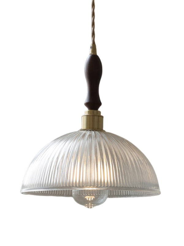 Modern Textured Glass Hanging Lamp - Vintage Ribbed Glass Pendant Light for Dining Room