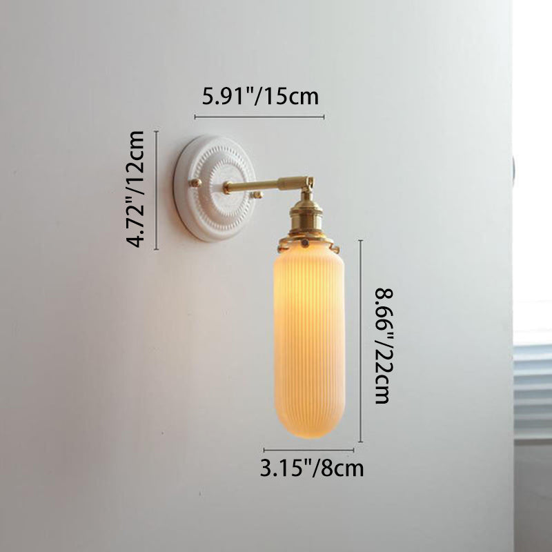 Traditional Vintage Round Ceramic Brass 1-Light Wall Sconce Lamp for Living Room