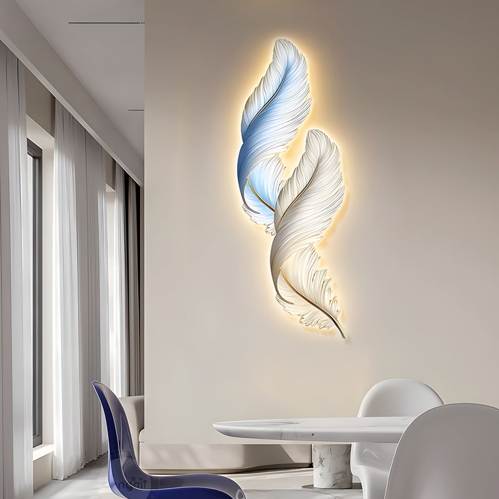 Feather Wall Decor Light Backlit Feather Art Wall Lamp With Remote