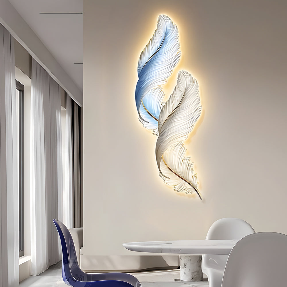 Feather Wall Decor Light Backlit Feather Art Wall Lamp With Remote
