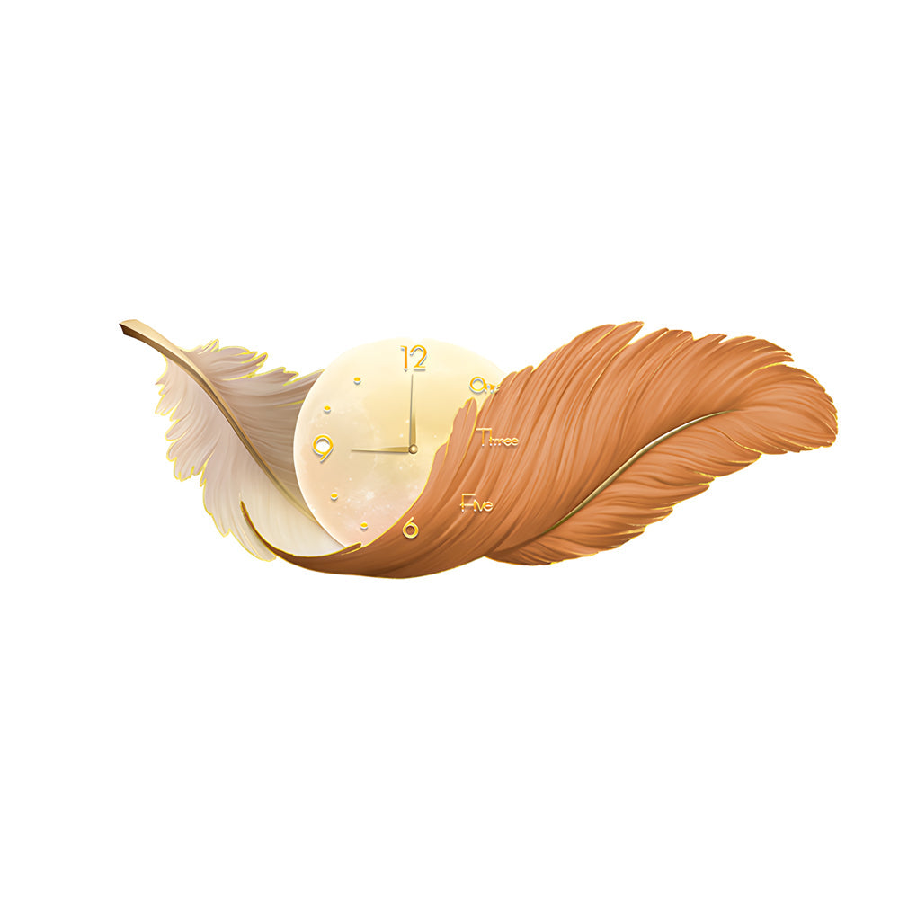 Feather Wall Lamp Modern Art Clock LED Decoration Light