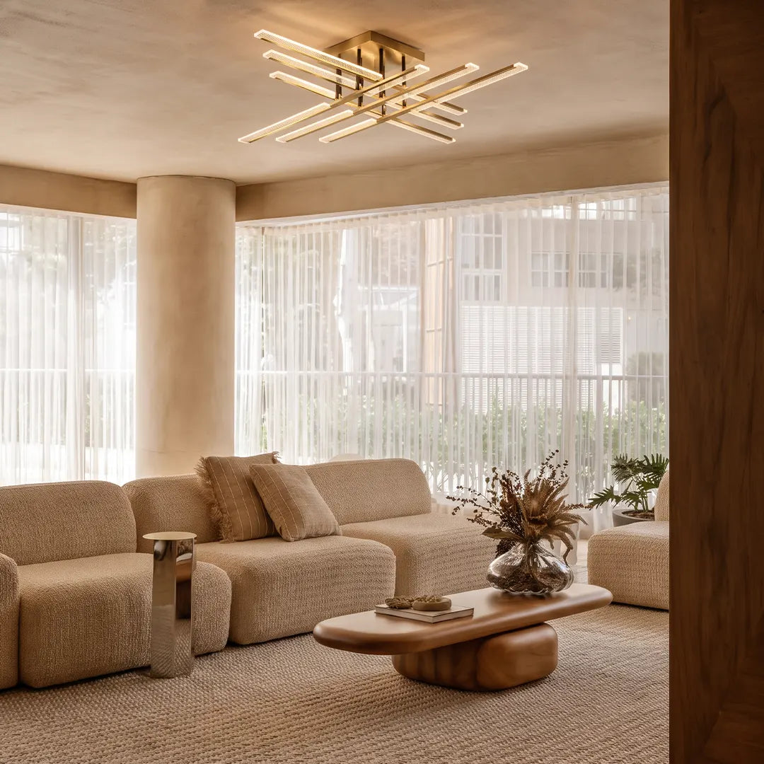 Gold Cross Ceiling Light Exquisite Metal LED Flat Light