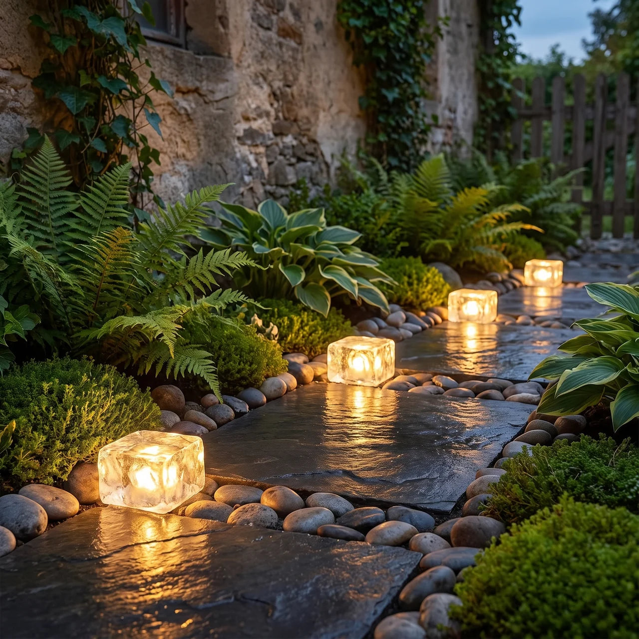 Outdoor Ice Cube Lights Modern Intelligent Solar Step Light