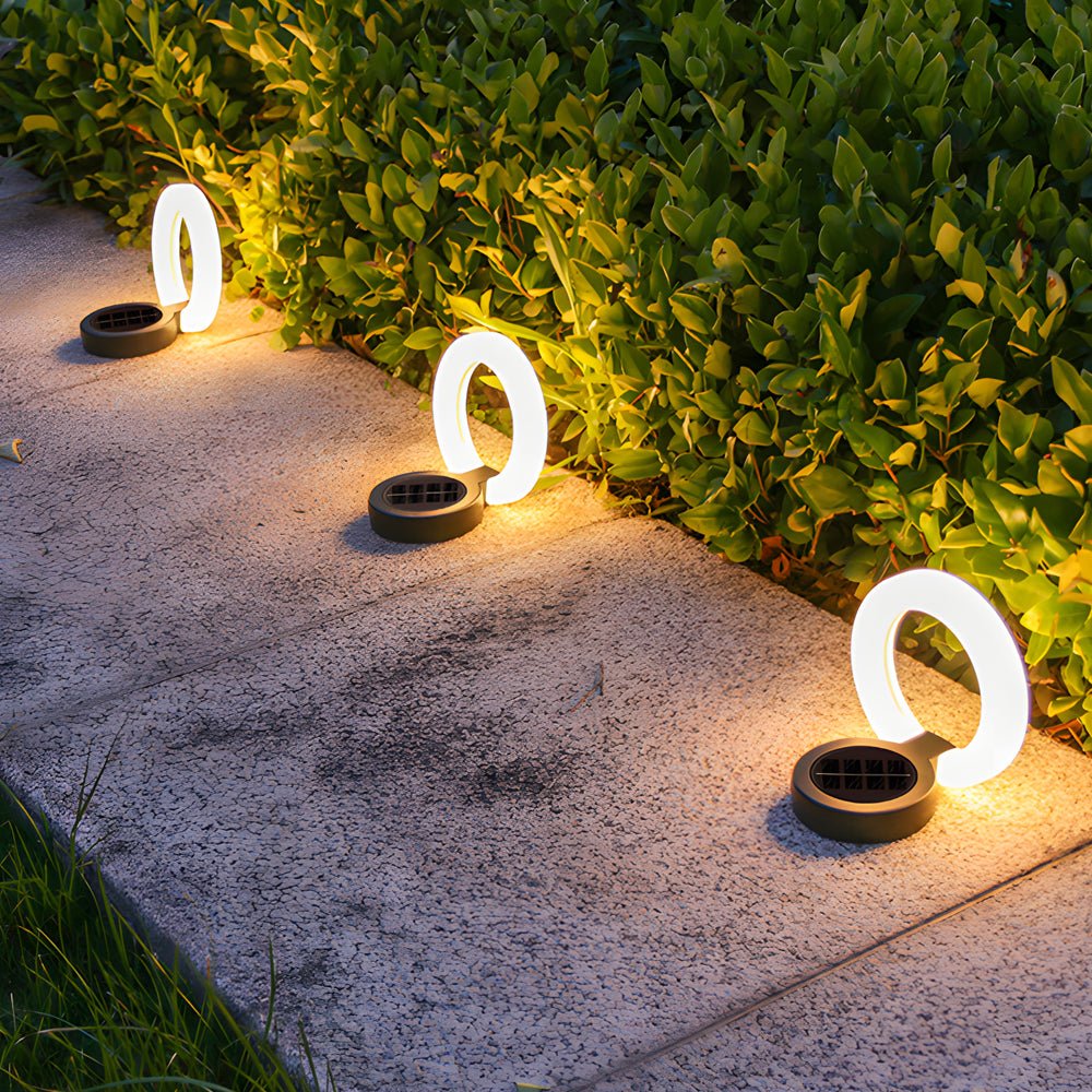 Modern Foldable Solar Deck Lights 4Pcs Round Outdoor Disk Lighting Set