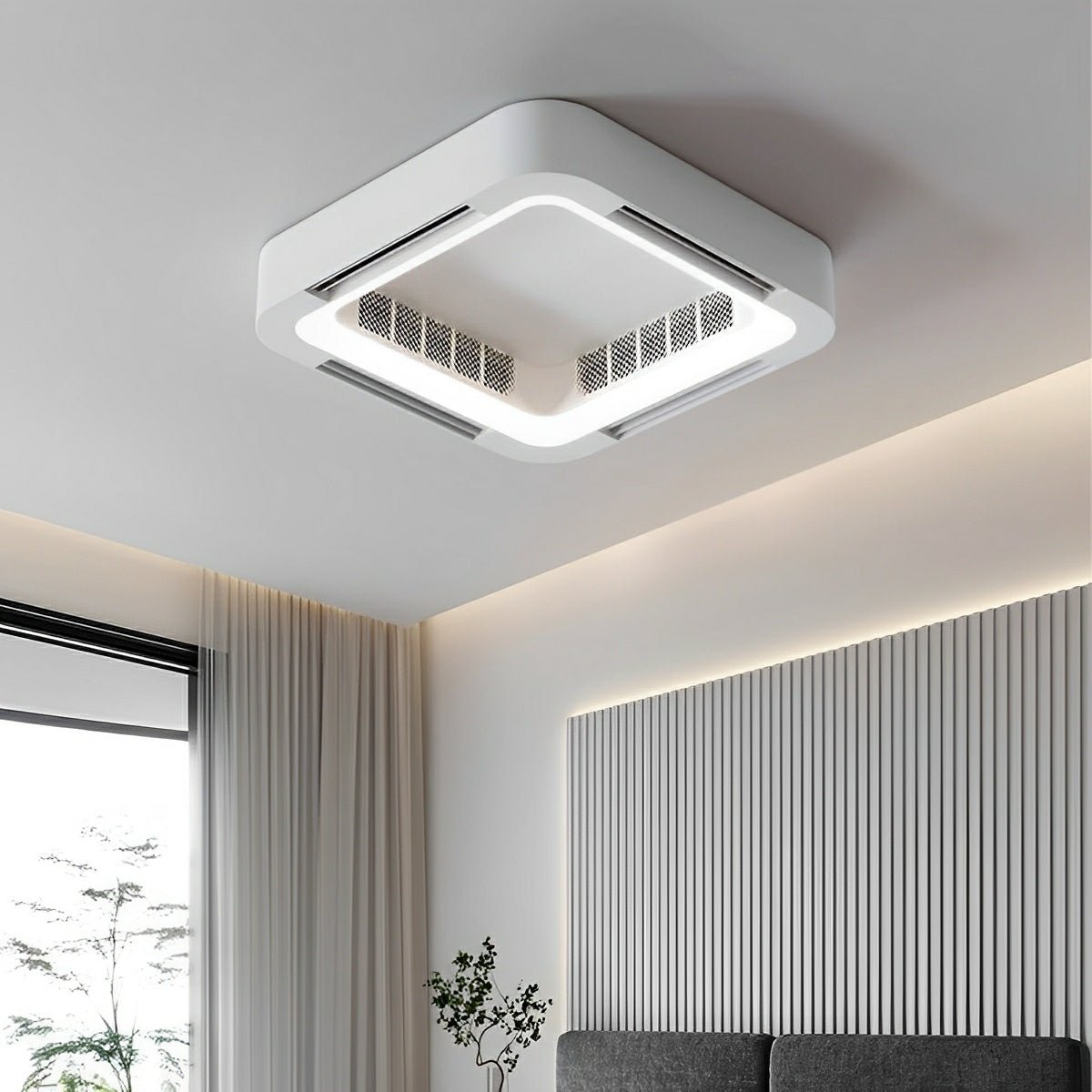 Modern Minimalist Mainless Lighting LED Bladeless Ceiling Fan Light
