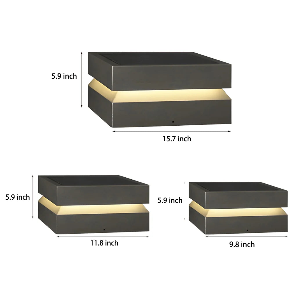 Outdoor Solar Lights Deck Modern Square Waterproof Black Light