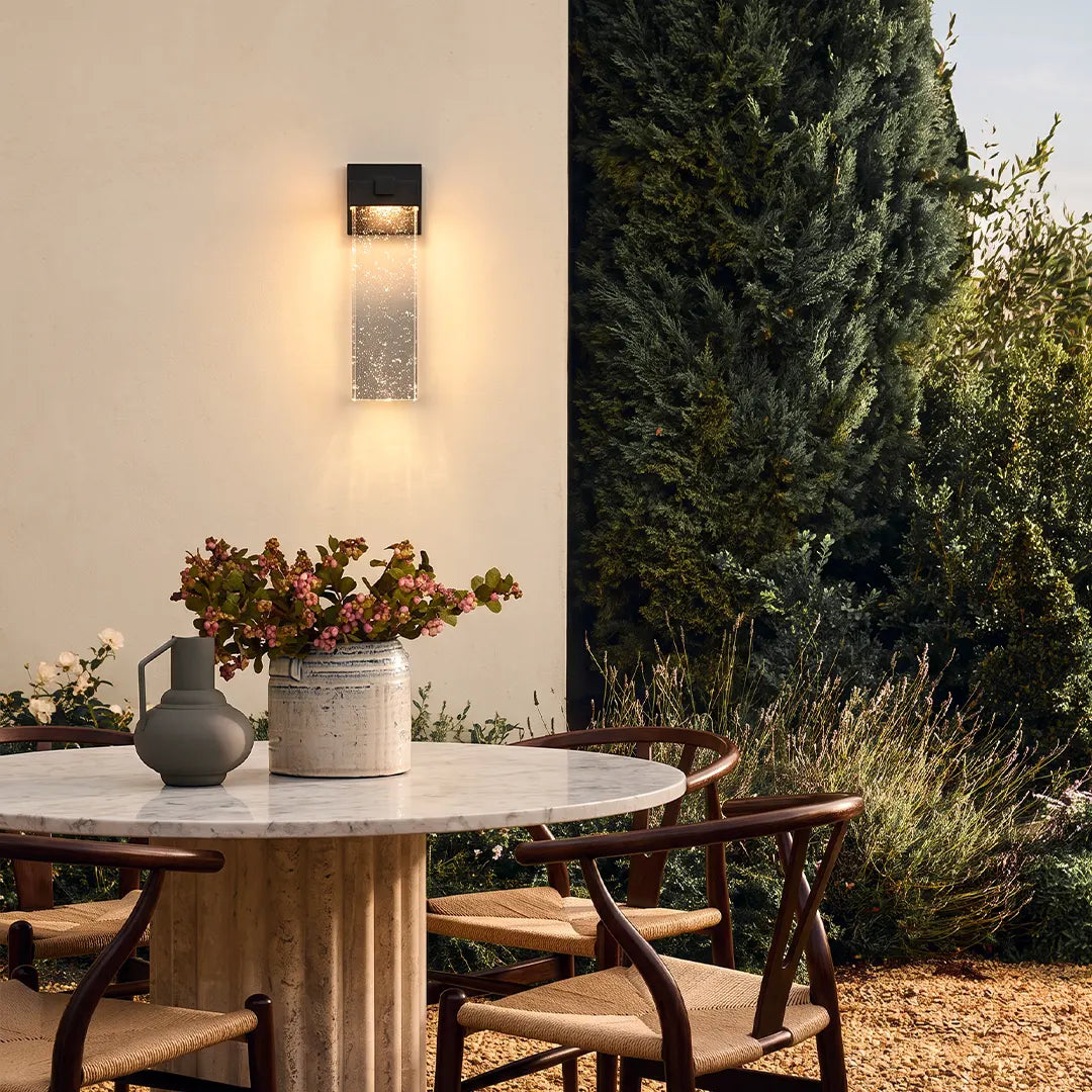 Seeded Crystal Outdoor Wall Lighting Rectangular LED Light