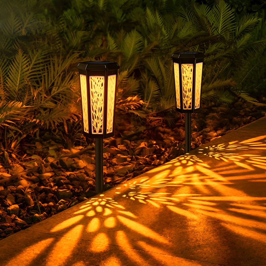 Solar Stake Light Patterned Shadow Pathway Landscape Light