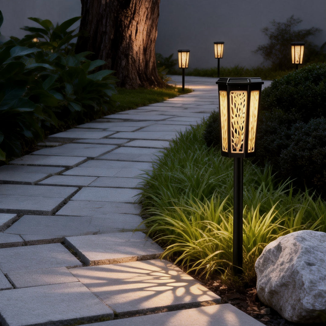 Solar Stake Light Patterned Shadow Pathway Landscape Light