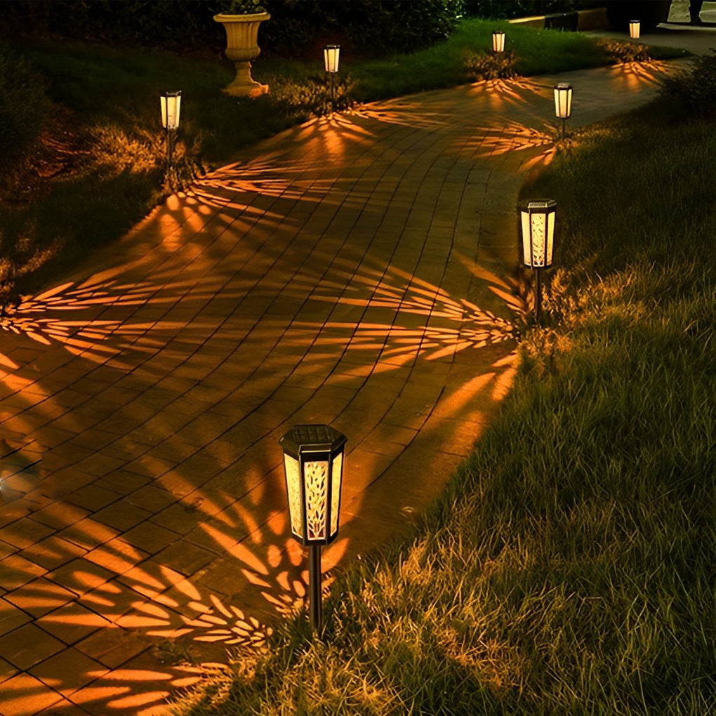Solar Stake Light Patterned Shadow Pathway Landscape Light