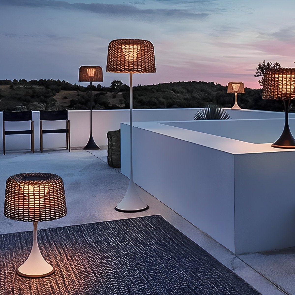 Waterproof Weave Shade LED Outdoor Floor Lamp