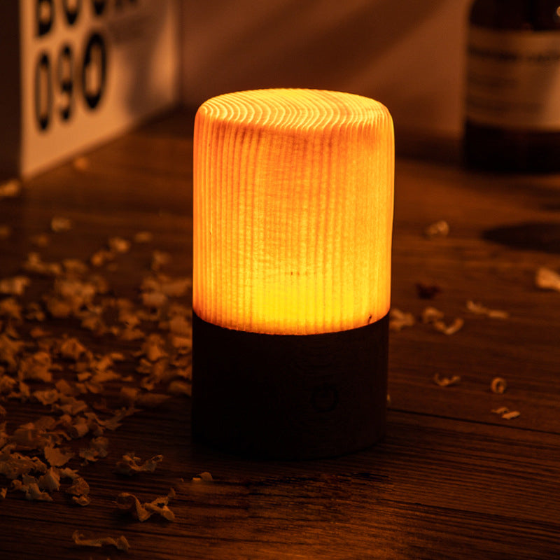 Square Wood Lamp Modern LED Cube Wood Grain Decorative Lamp