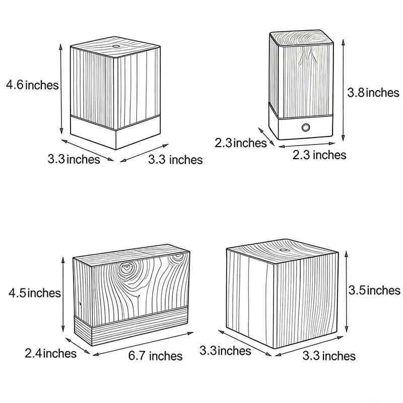 Square Wood Lamp Modern LED Cube Wood Grain Decorative Lamp