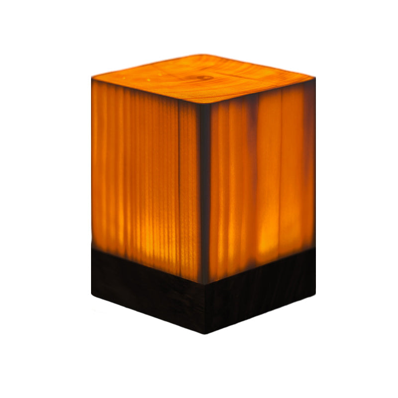 Square Wood Lamp Modern LED Cube Wood Grain Decorative Lamp