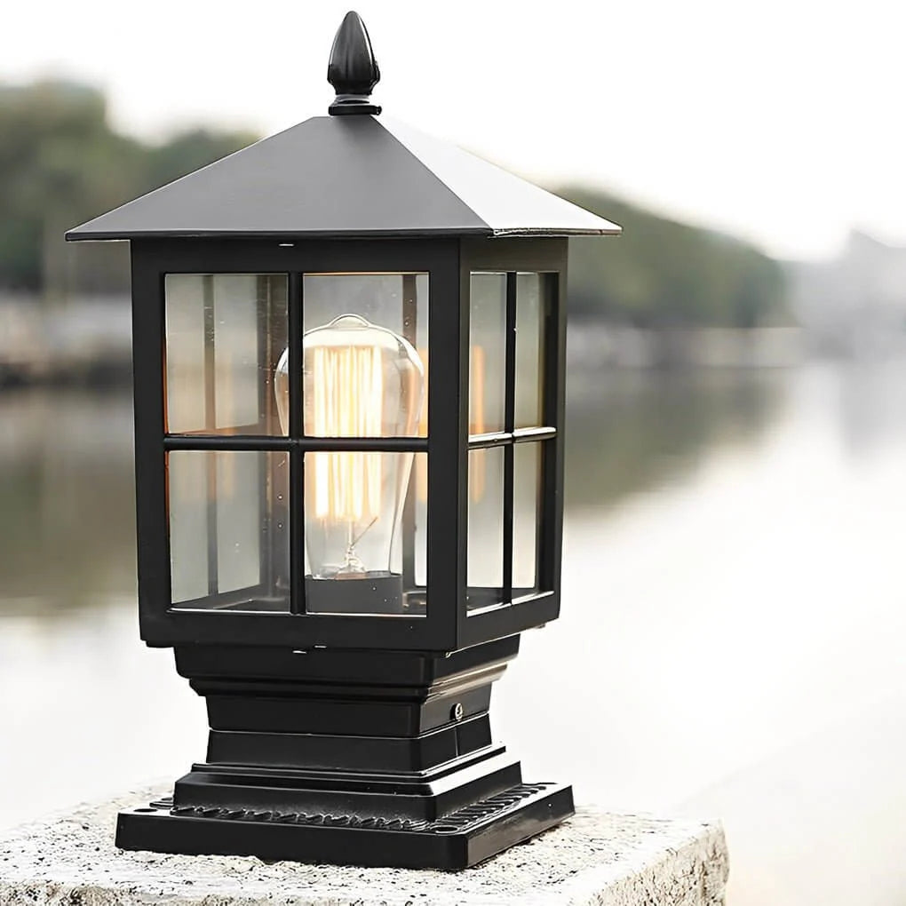 Stone Light Pillar Traditional Black Waterproof LED Light
